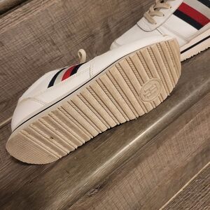 Stylish White and Tan Women's Sneakers